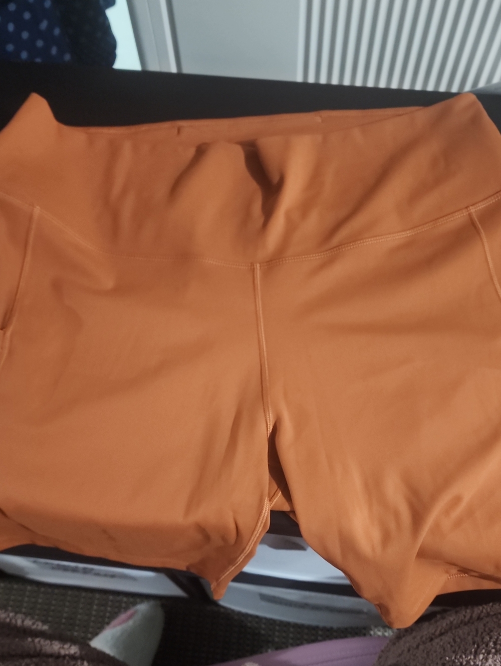 NWT Nome One High Waisted Women’s Burnt Orange Bike Shorts with Side Pockets